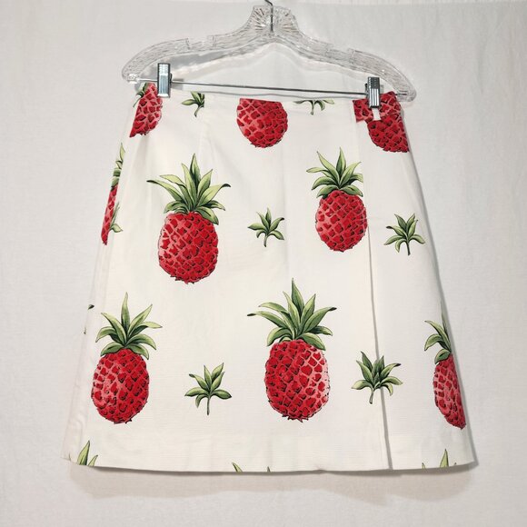 Talbots Dresses & Skirts - TALBOTS Stretch Preppy Ivory Tropical Pineapple Skirt Size Petites 8 LIKE NEW!